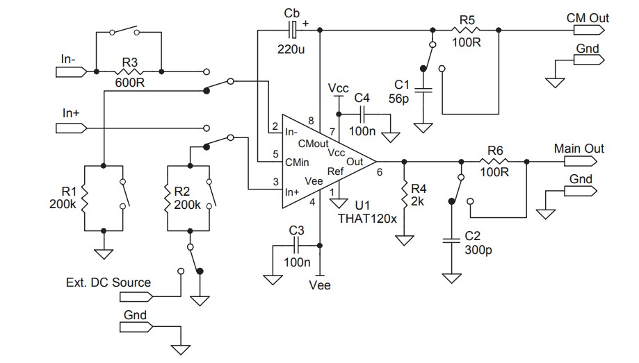 Location Circuit - THAT Corporation 1200 Series InGenius® Balanced Line Receiver ICs
